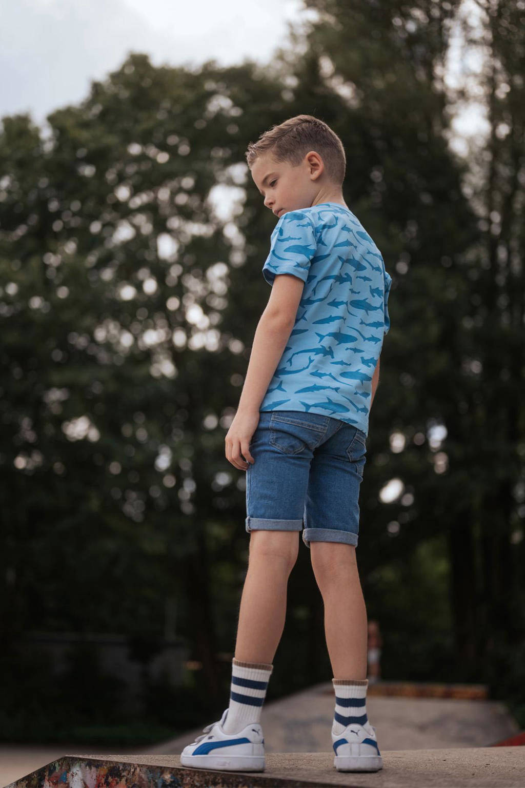 TYGO & vito T-shirt Thijs met all over print lichtblauw