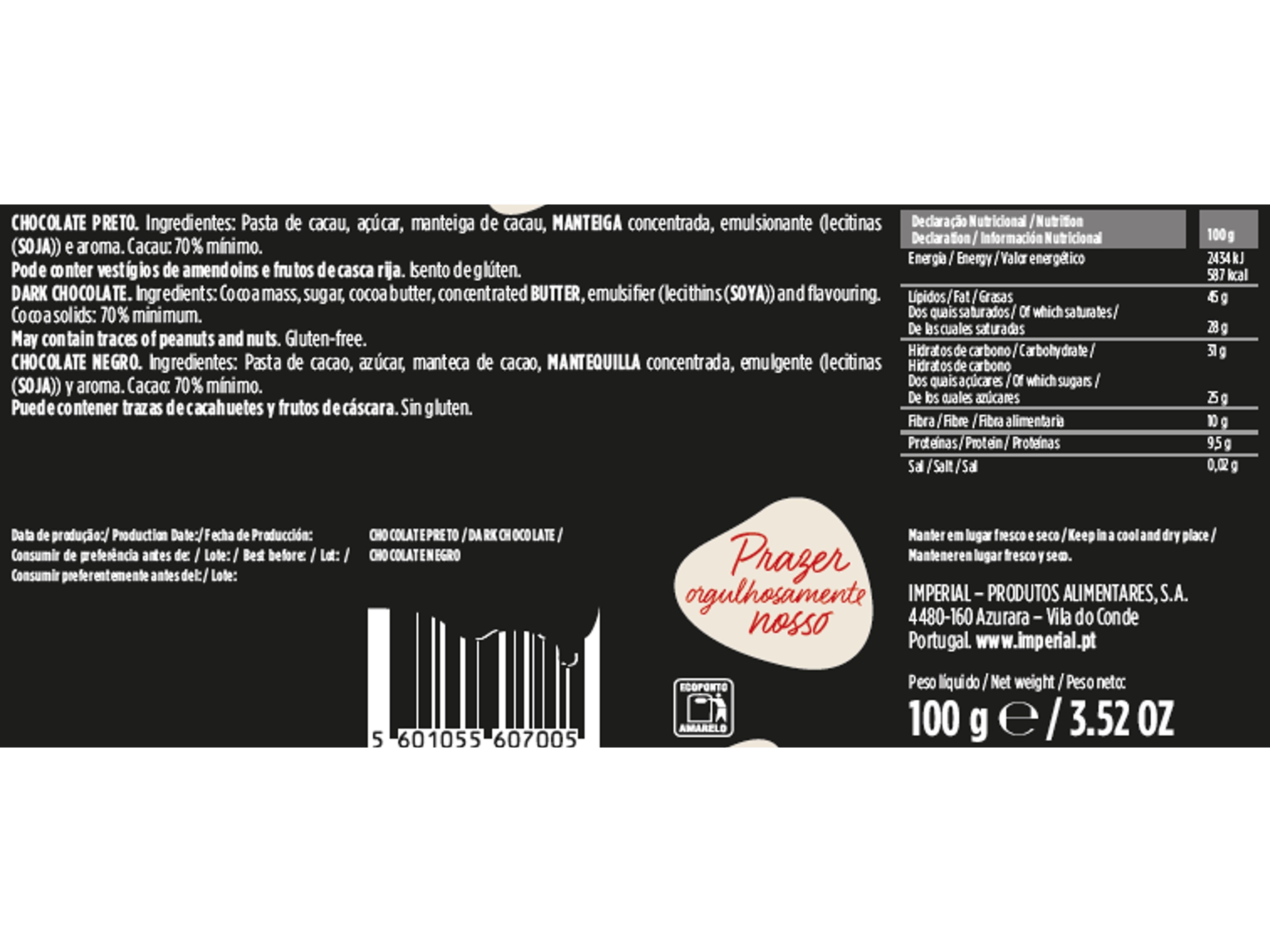 TABLETE REGINA CHOCOLATE 70% CACAU 100G