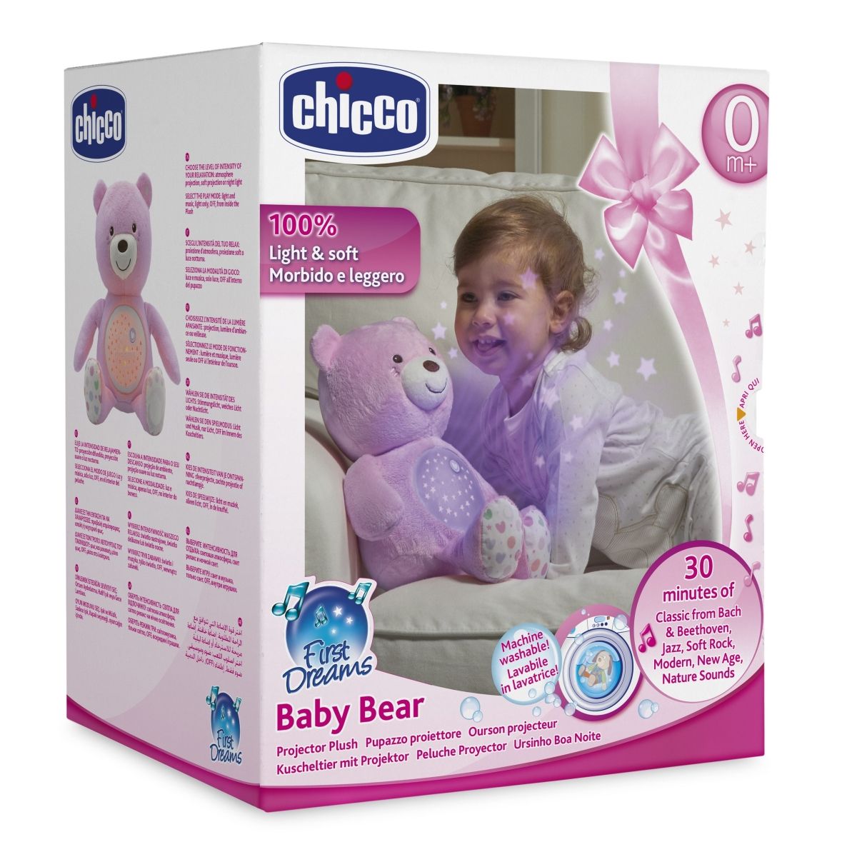 Peluche projecteur Baby bear rose