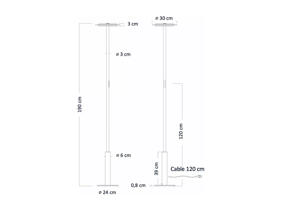 Grand lampadaire de bureau blanc LED dimmable - Lelia