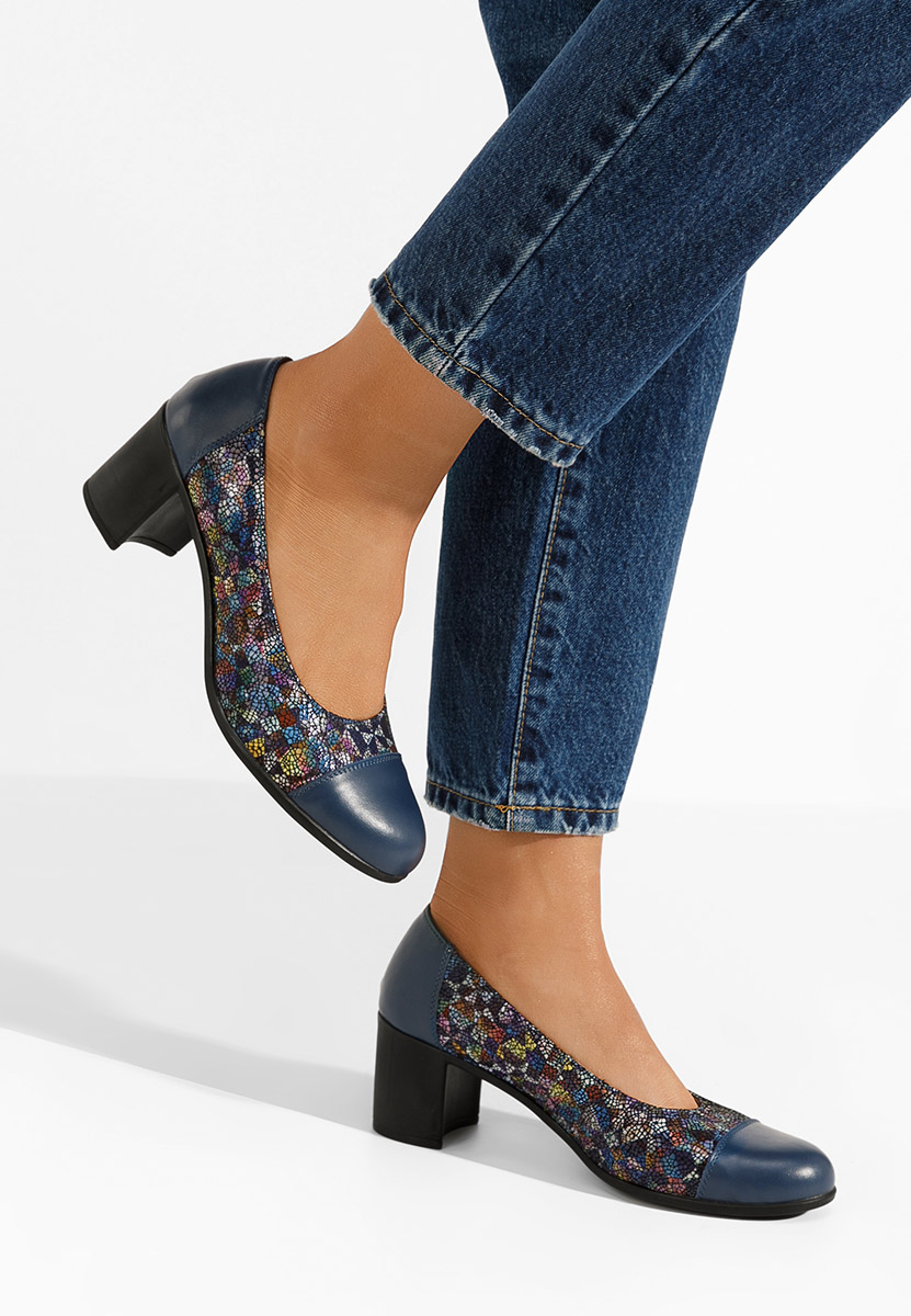 Chaussures en cuir à talon épais multicolores Judy V2