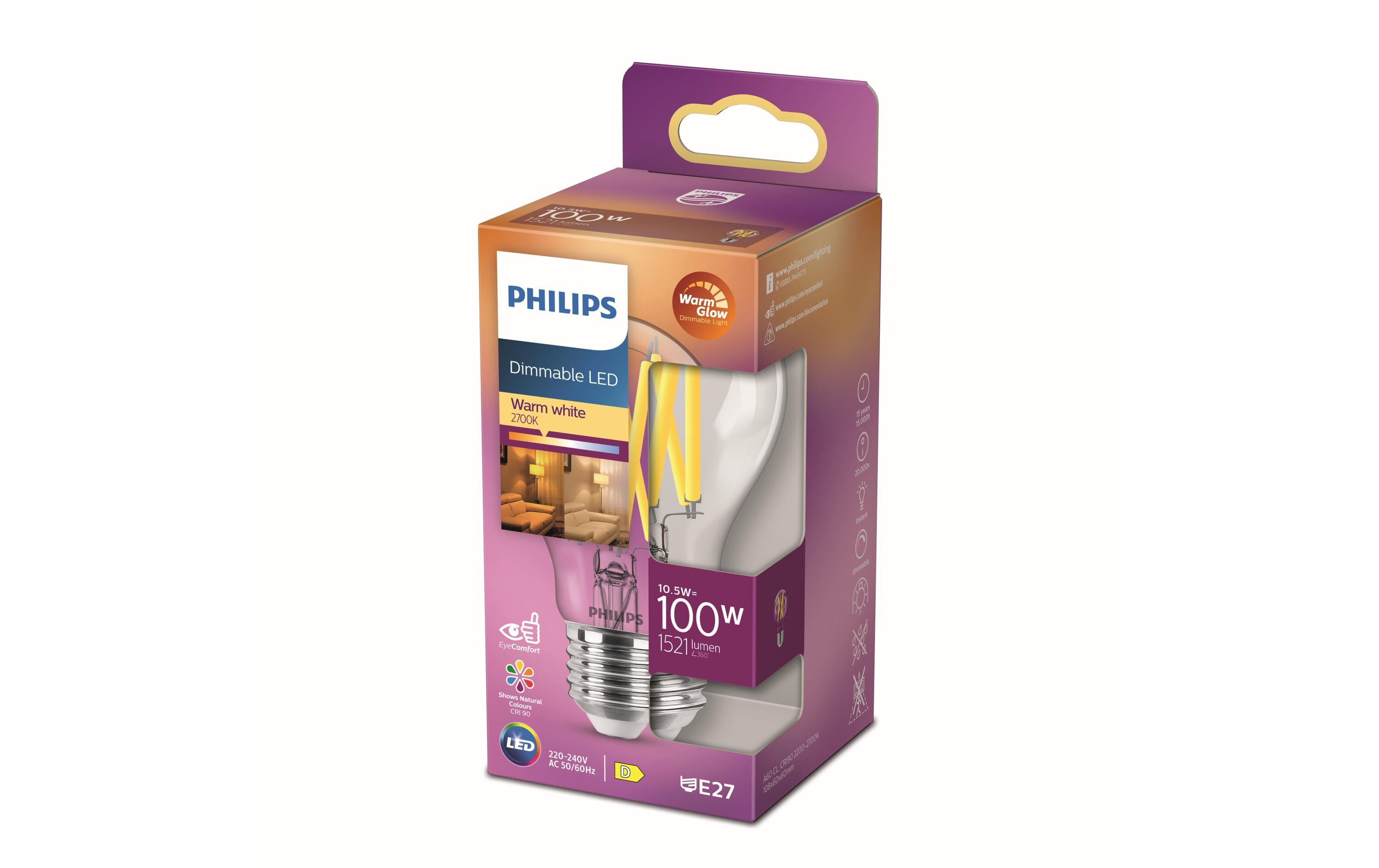 Lampe LEDcla 100W E27 A60 CL WGD90 WarmweissWarmweisses LED-Leuchtmittel A60 mit klarem Glas