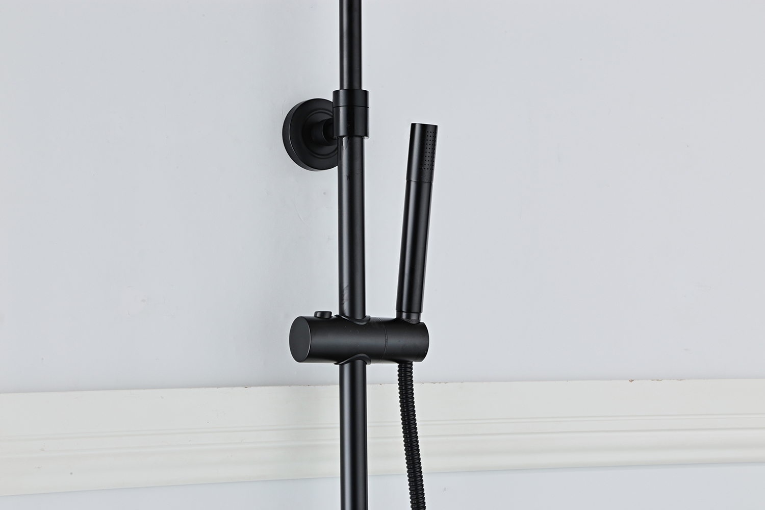 Saniclear Nero mat zwart opbouw regendouche 20cm met thermostaatkraan en staafhanddouche