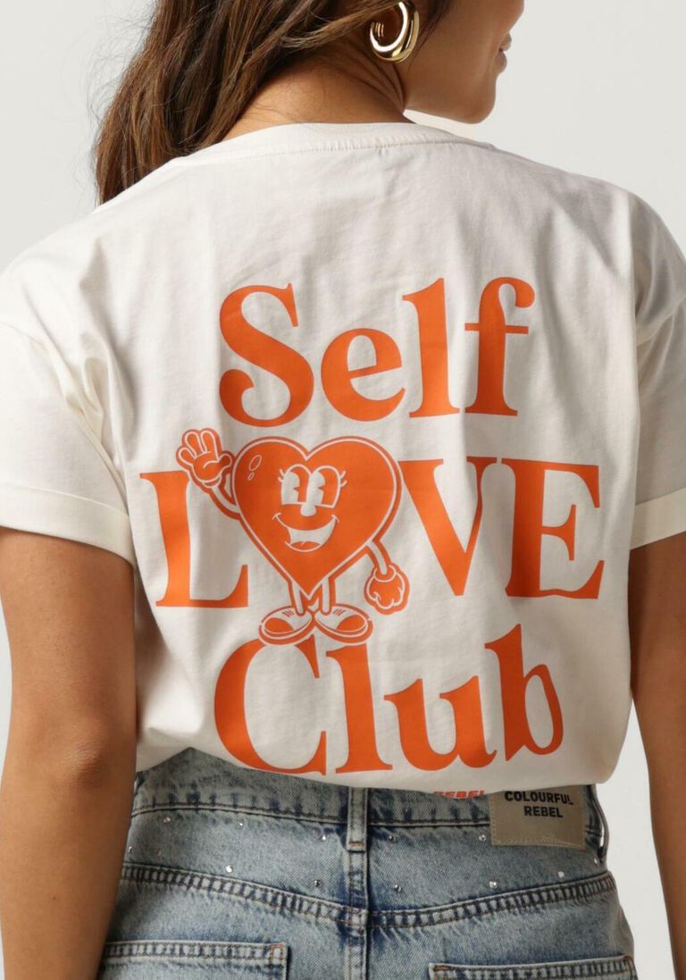 COLOURFUL REBEL witte colourful rebel t-shirt self love club boxy tee