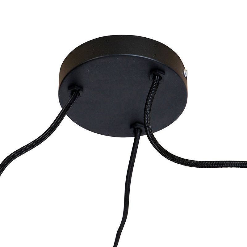 Hanglamp met 3 katoenen kappen zwart met goud - Cava