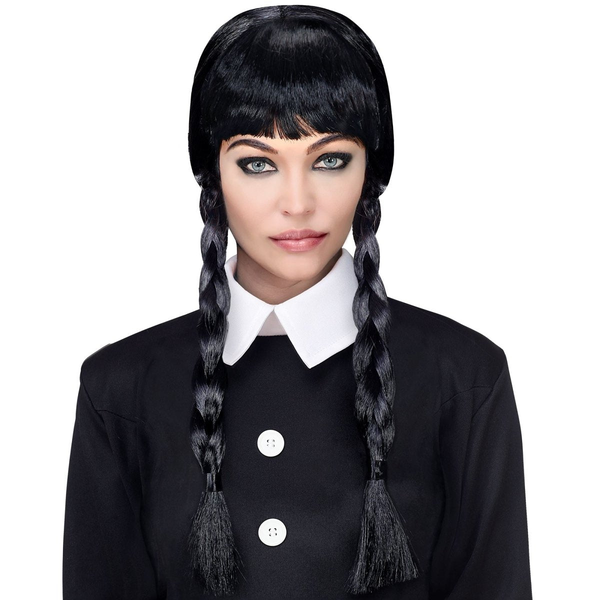 Halloween Pruik Zwart Vlechtjes