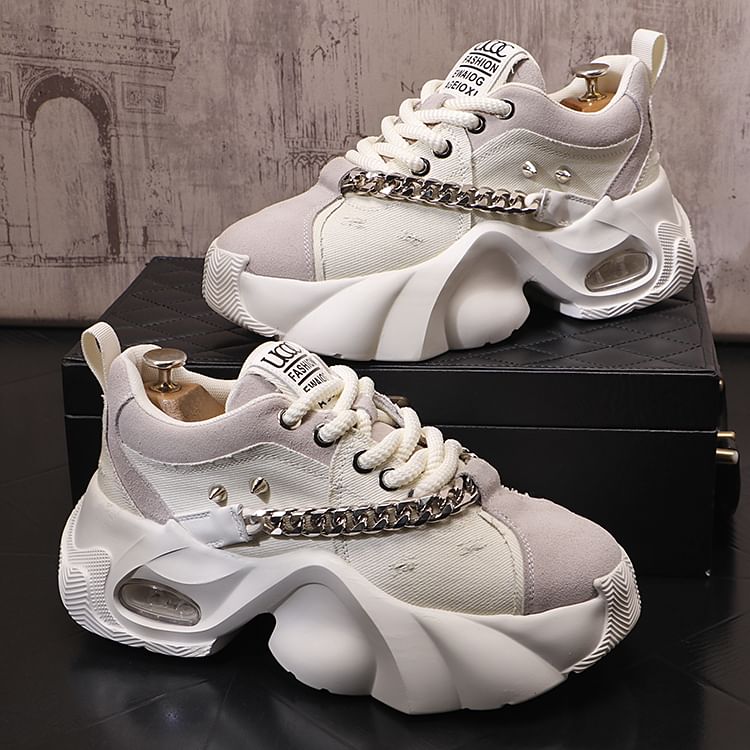 Mr Ozera - Denim Platform Sneakers met Ketting