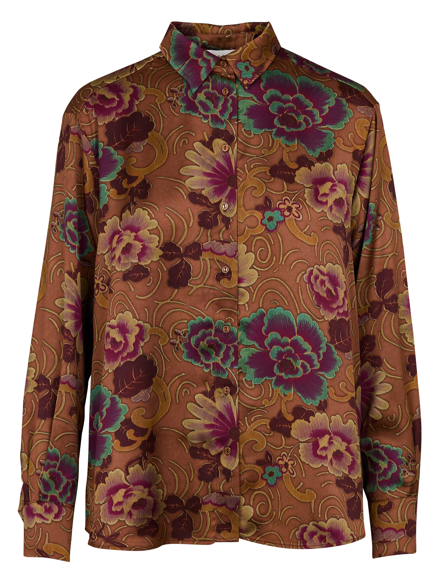 CASHIBA - Chemise col classique droite imprimée | Marron