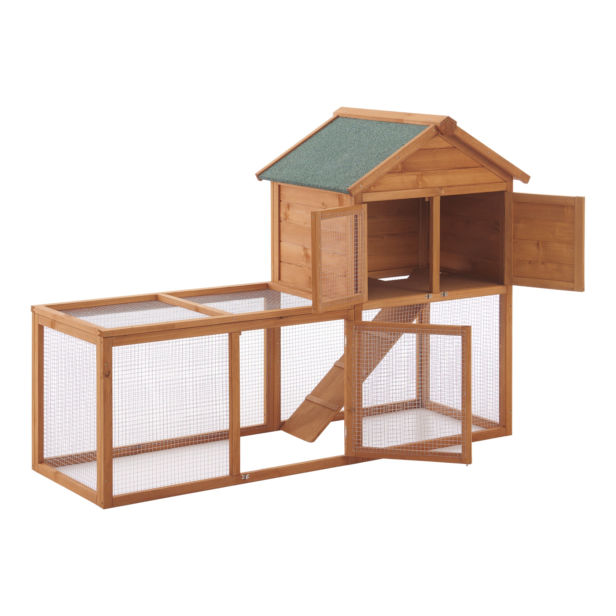 Clapier cage à deux niveaux 110 x 160 x 61 cm sapin naturel