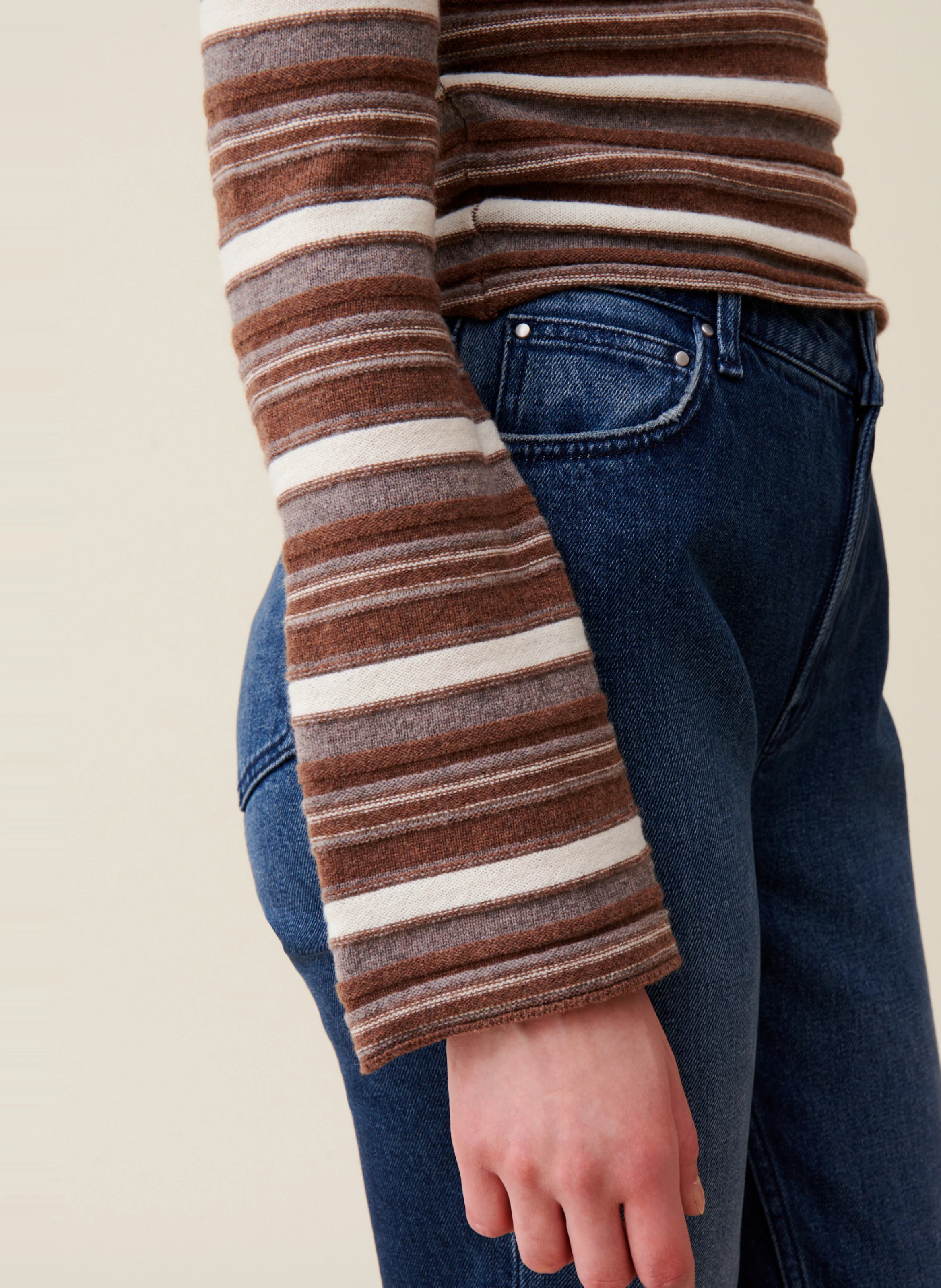 Pull rayé manches évasées en laine | Multicolore