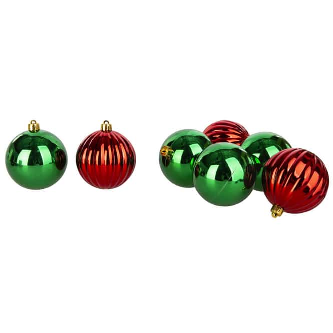 Christbaumkugeln - bruchfest - grün/rot - ca. 8 cm - 8 Stück
