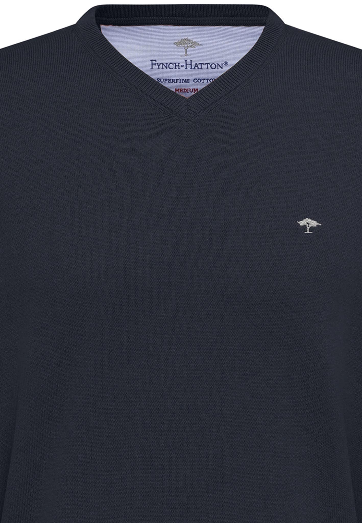 FYNCH-HATTON Strickpullover »FYNCH-HATTON Pullover mit V-Kragen« aus Baumwolle, mit V-Ausschnitt, bequeme Passform