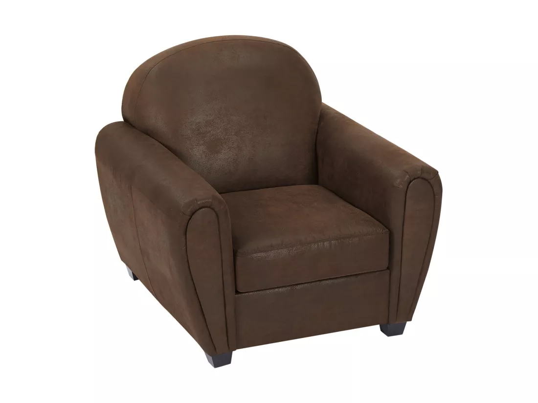Canapé 3 places et un fauteuil en microfibre aspect cuir vieilli club VICTORY III