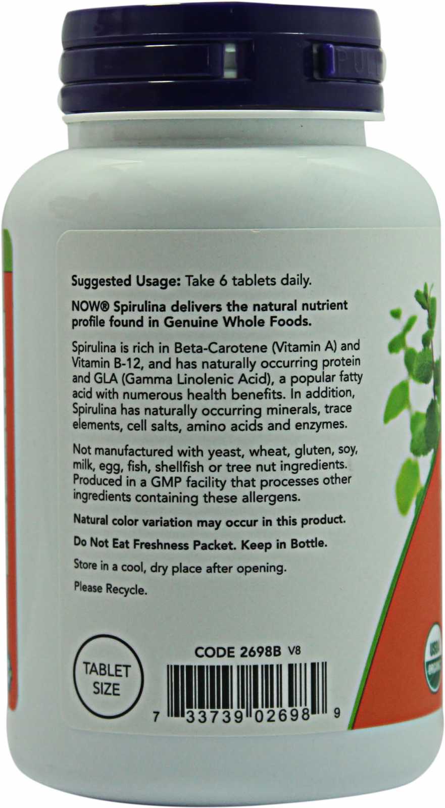 NOW Foods Spirulina 500 mg 100 comprimidos