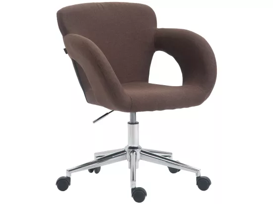 Chaise de bureau - Tissu & Métal chromé - Marron - Edison