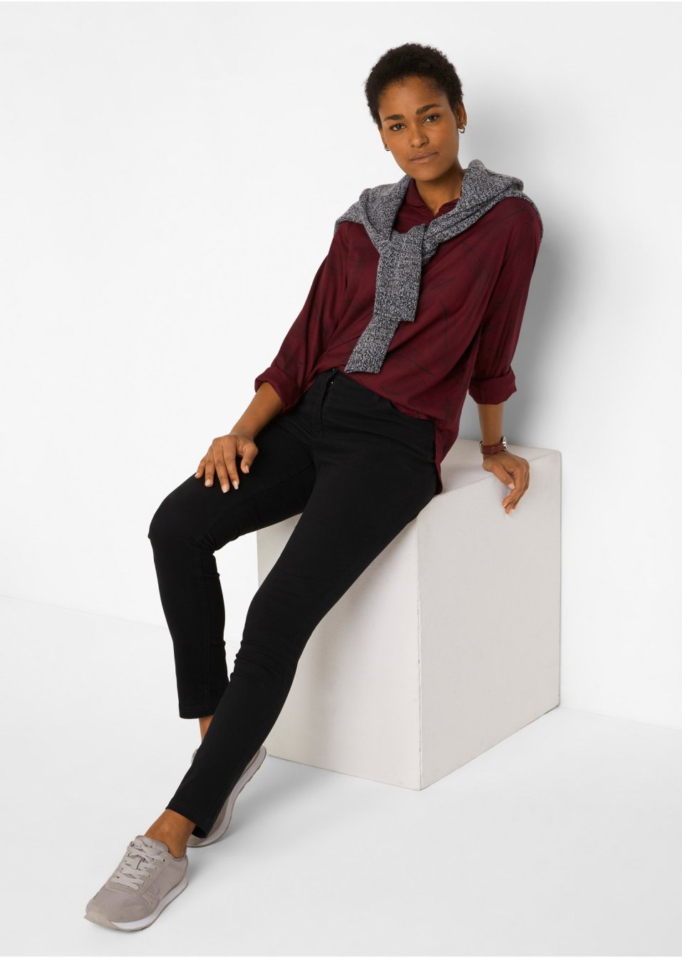 Jean ultra-stretch avec taille confortable rayée, Slim Fit