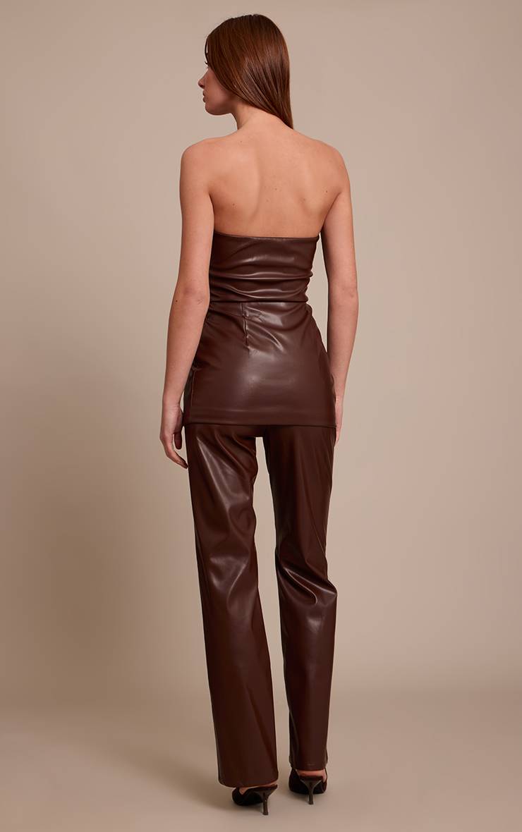 Chocolat Pantalon Ajusté En Synthétiquecuir Ensemble Coordonné