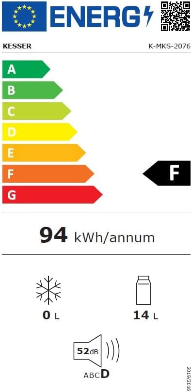 KESSER® Mini réfrigérateur avec Serrure, Mini Bar de 40 l, Silencieux, 22 DB, verrouillable, Chambre à Coucher, butée de Porte Amovible, env. 4 à 16 °C, Hauteur 57 cm, éclairage intérieur