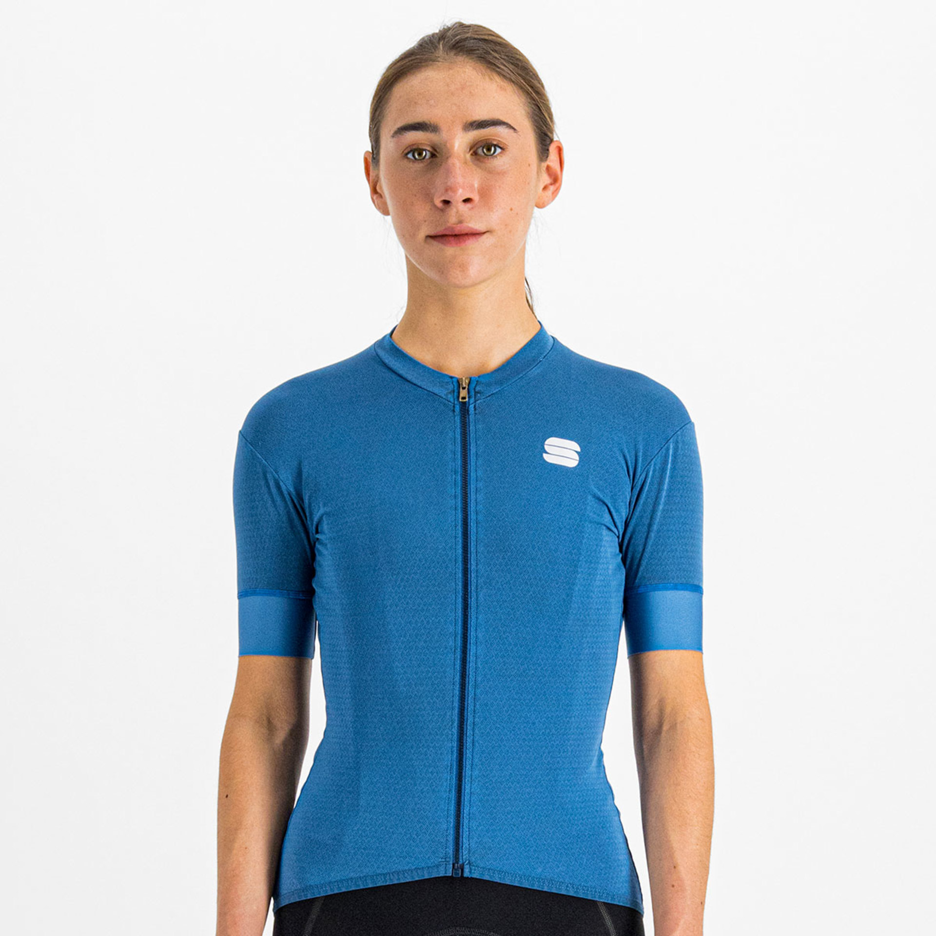 Sportful Monocrom Fietsshirt Korte Mouwen Blauw Dames