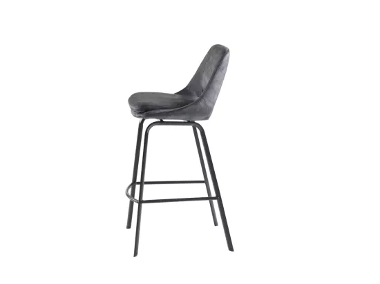 Lot de 2 tabourets de bar - Velours et Métal - Anthracite - KELINE de Maison Céphy