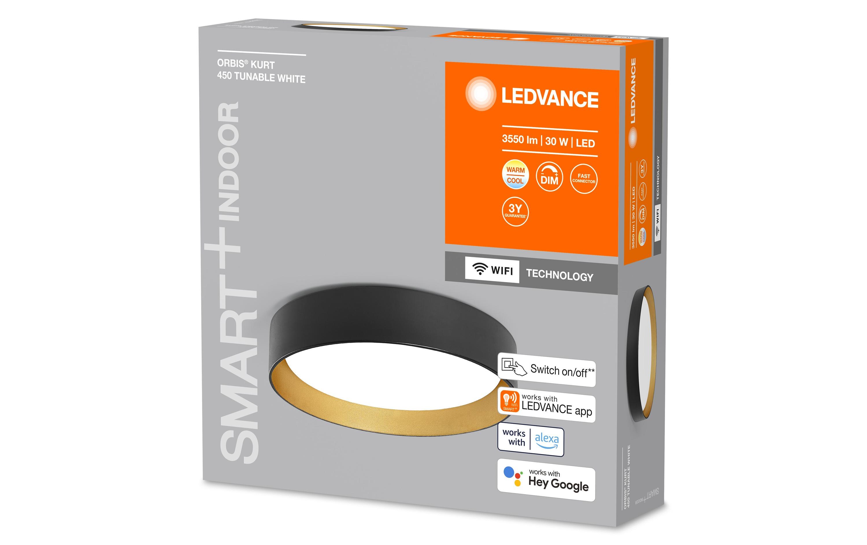 Deckenleuchte Smart+ Orbit Kurt, 30W, 2700-6500K, Schwarz<br>Smarte Deckenleuchte