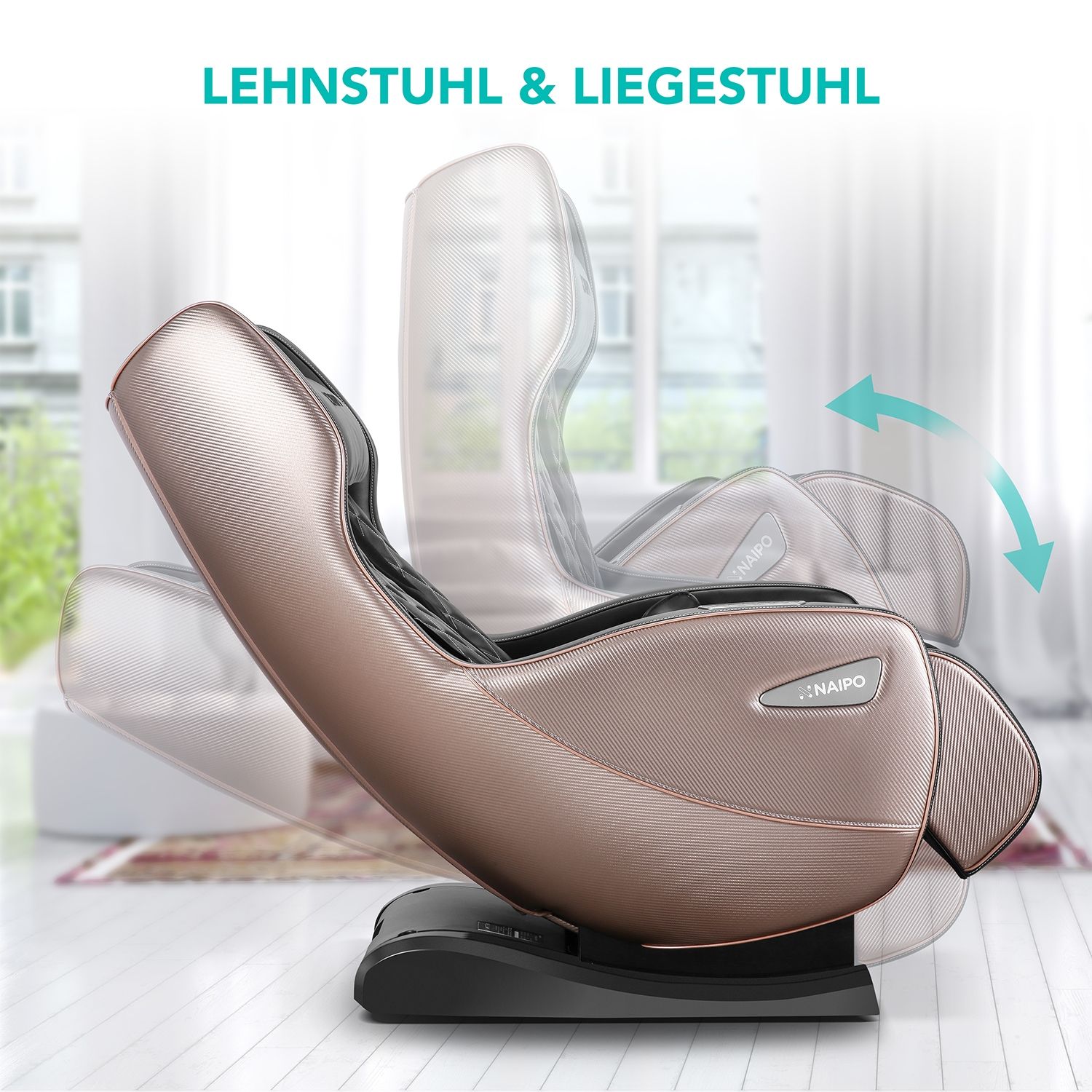 NAIPO Shiatsu Massagesessel Bluetooth 3D Surround Sound Musik Braun-Schwarz