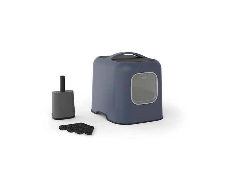 Rotho Katzentoilette Bea Navyblau Katzentoilette mit Deckel
