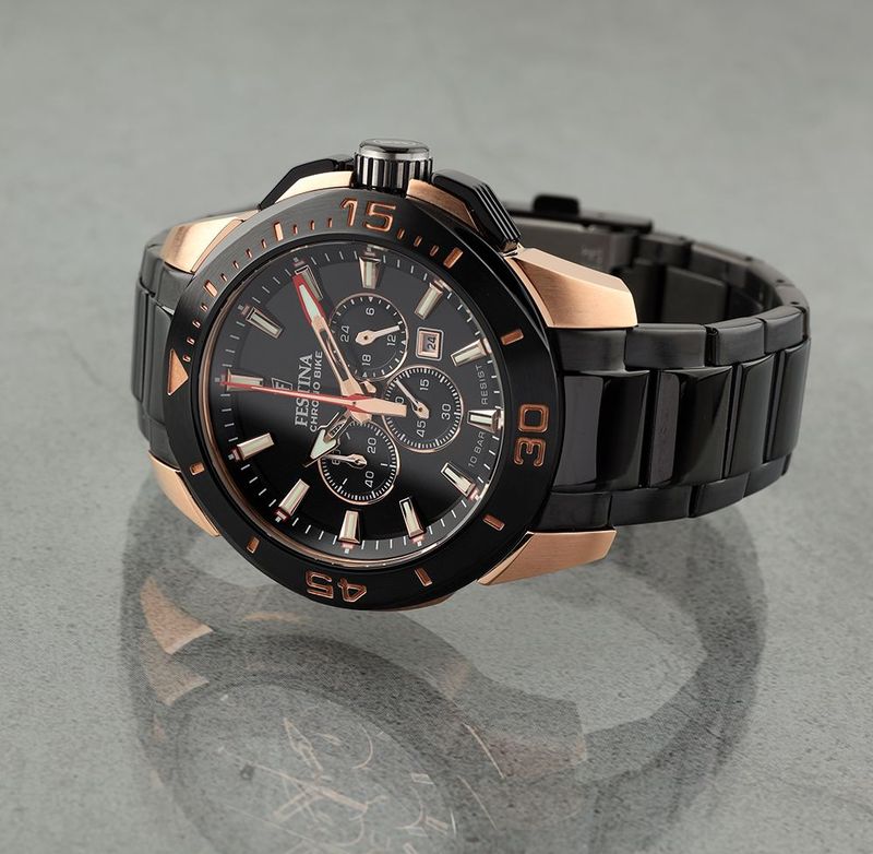 Festina - F20645/1 - Heren Chronograaf Horloge - Rosé Goud - RVS Behuizing - Stalen Band - Quartz Uurwerk