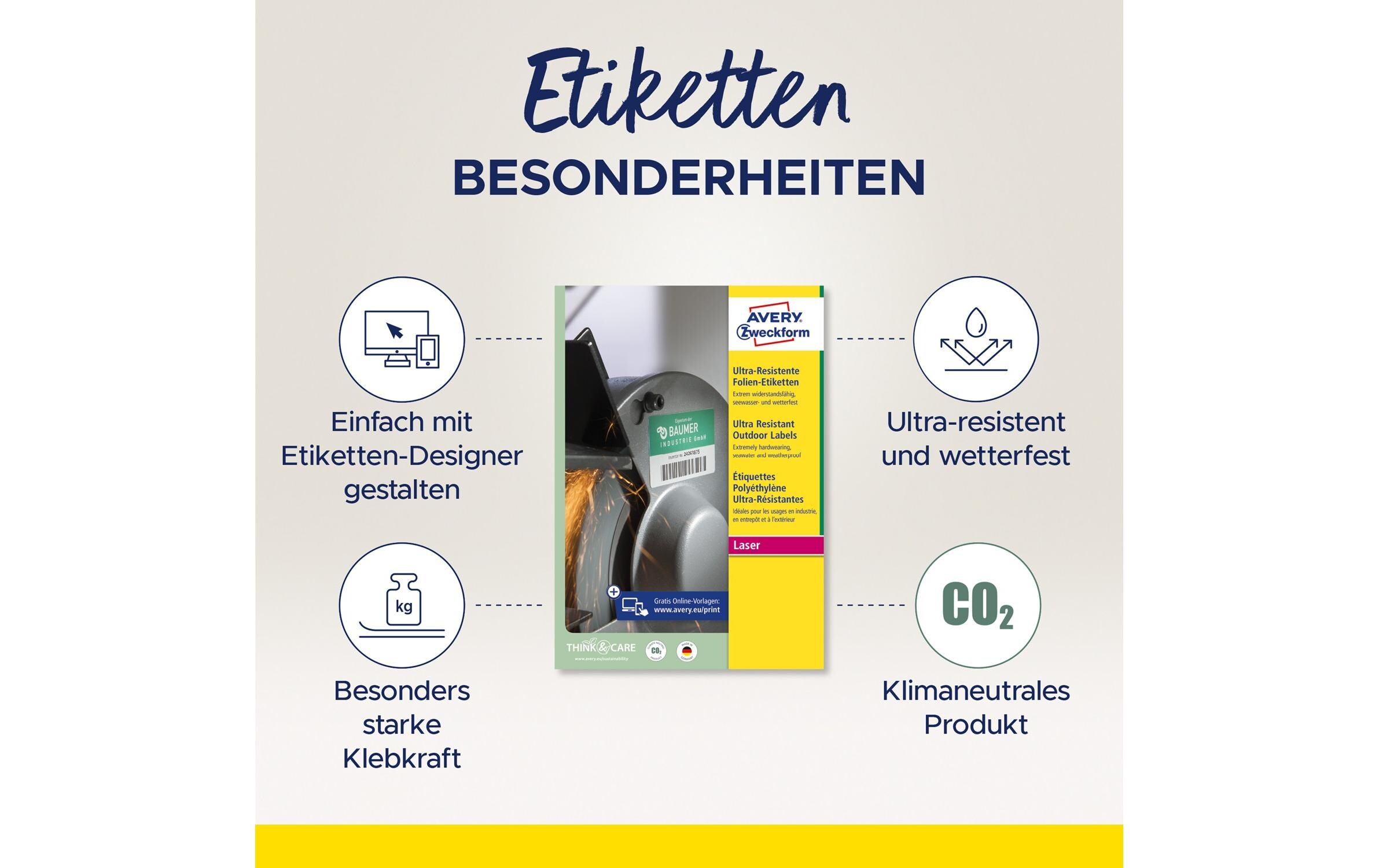 Universal-Etiketten Ultra-resistent 99.1 x 42.3 mmUniverselle Etiketten für alle Drückerarten