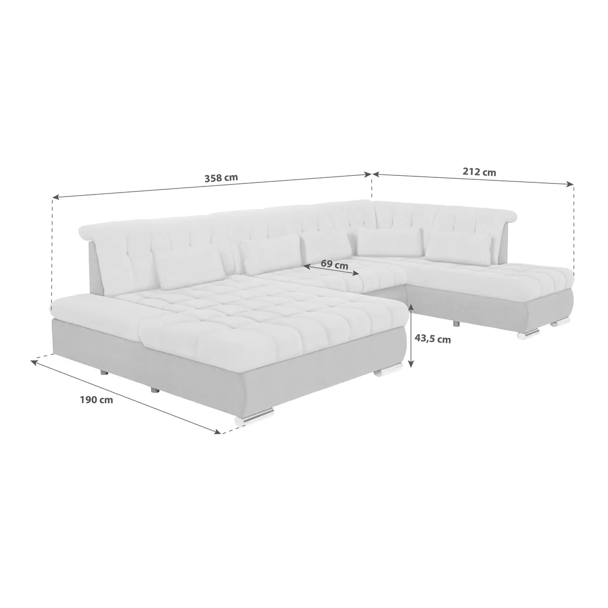 Wohnlandschaft Madera 285 x 129 anthrazit,grau