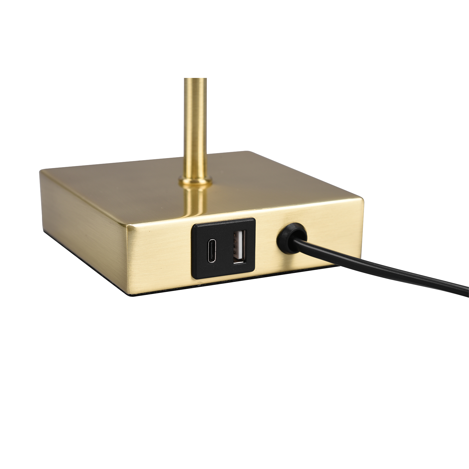 Tischlampe - braun-gold - Metall - mit USB-Anschluss