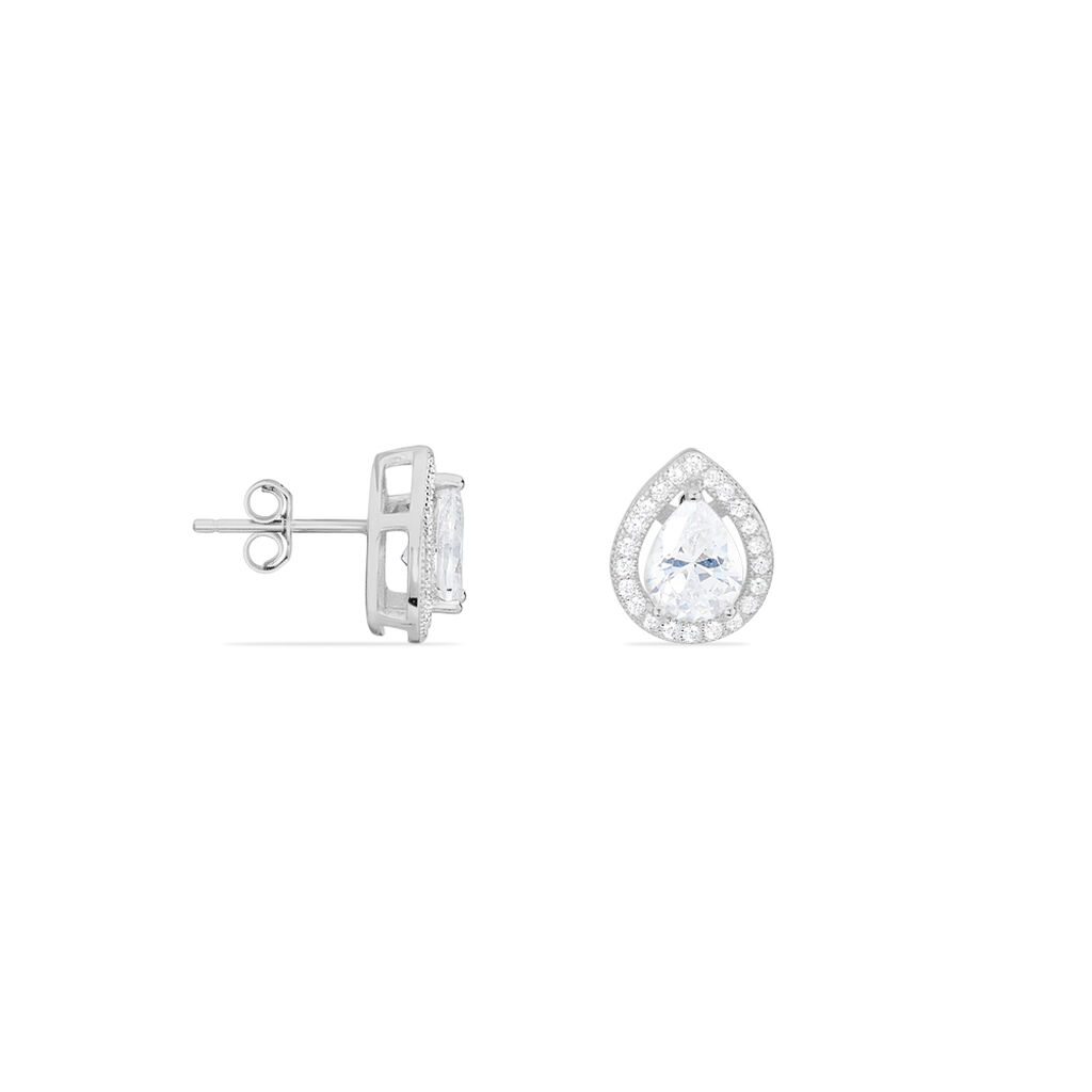 Boucles D'oreilles Puces Pilar Argent Blanc Oxyde De Zirconium