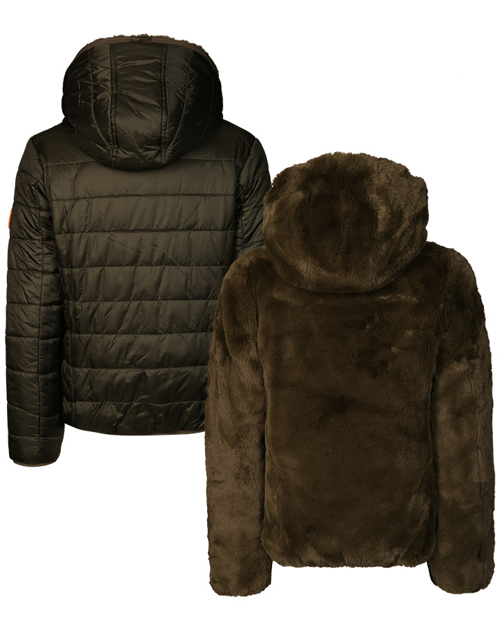 Plüsch-Steppjacke FURY Y zum Wenden in bark green