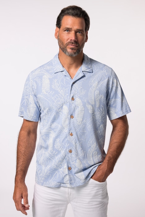 JP 1880 Hemd, Halbarm, floraler Print, Cuba-Kragen, kastiger Fit, bis 8 XL
