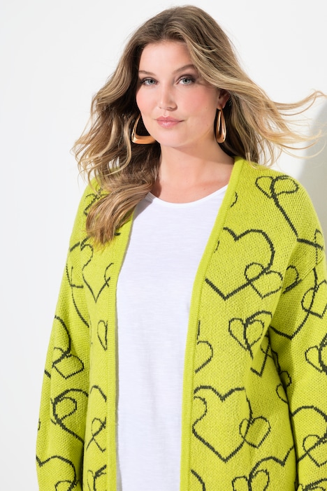 Strickjacke, Classic Fit, Herzmuster