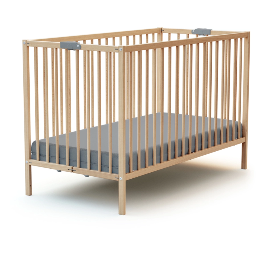 WEBABY Babybett klappbar natur lackiert 60 x 120 cm