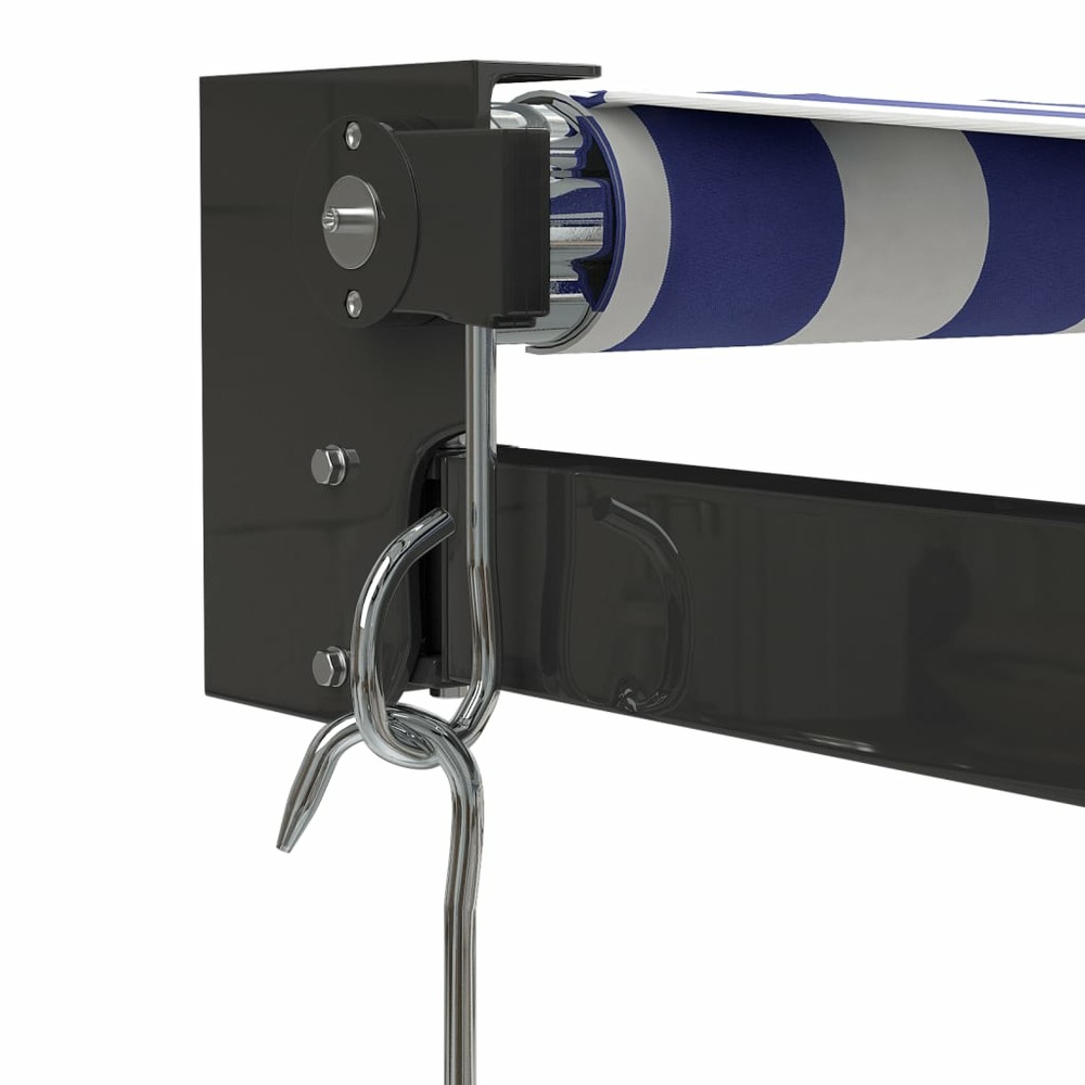 Auvent rétractable bleu et blanc 4x3 m tissu et aluminium
