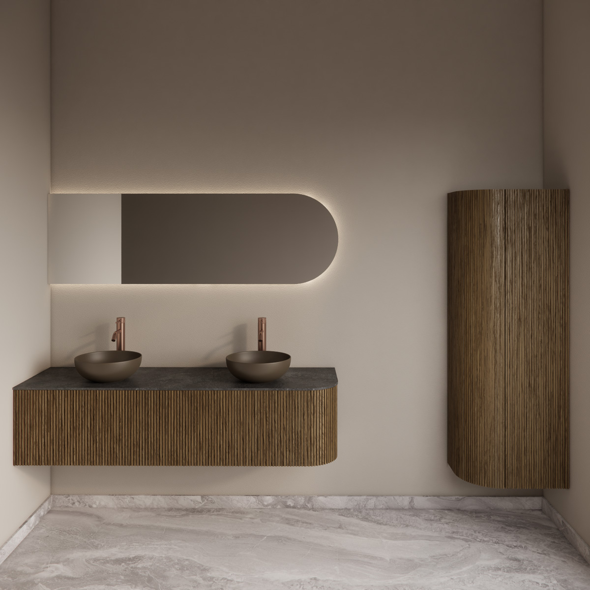 Gliss Design Alluro kolomkast 160cm met ronding links castle brown