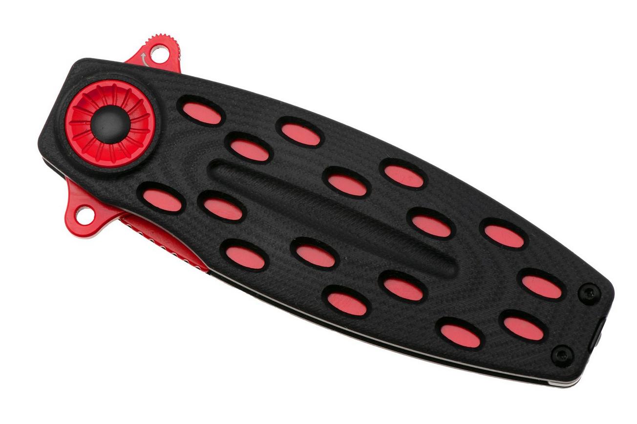 QSP Knife Beetle 162-D, Red 14C28N, Black G10, zakmes