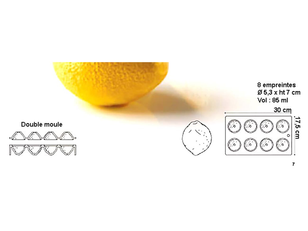 Moule silicone 3D Citron - Cedric Grolet - 30 x 17,5 cm - Pavoni