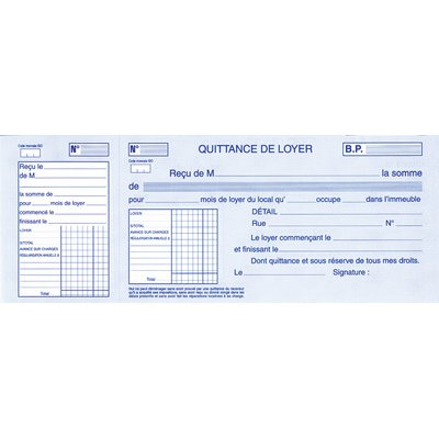 Carnet à souche 'Quittances de loyer', 100 x 270 mm