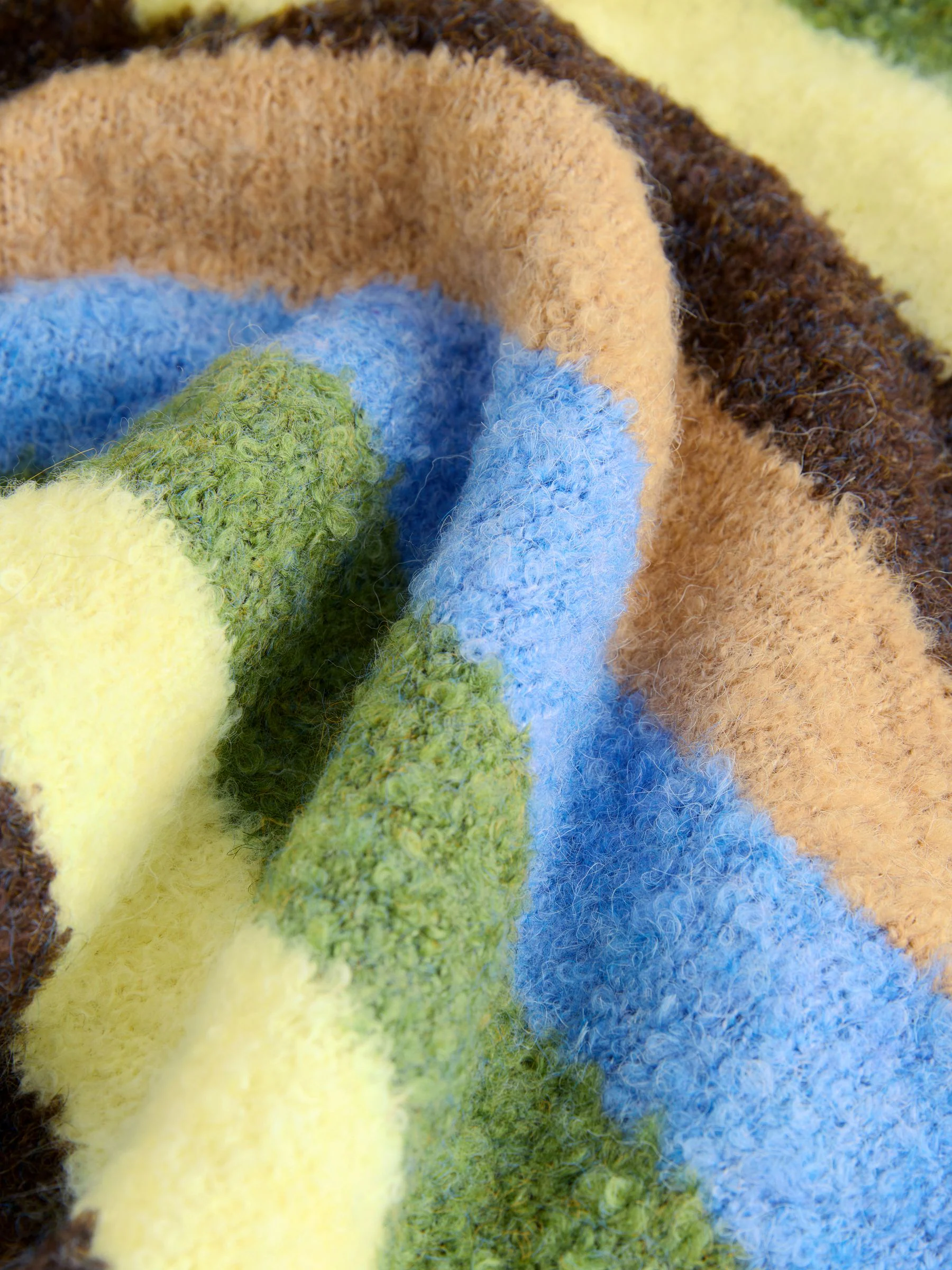 Chocoladebruin/blauw, meerkleurig gestreept - Boucle Ronde hals Trui Met Wol