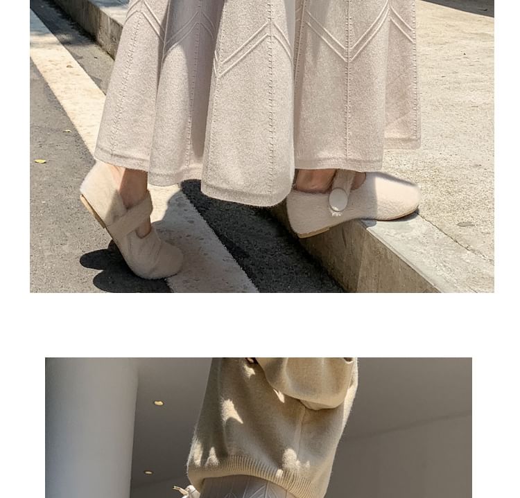 Luminato - Hoge taille effen gebreide maxi A-lijn rok