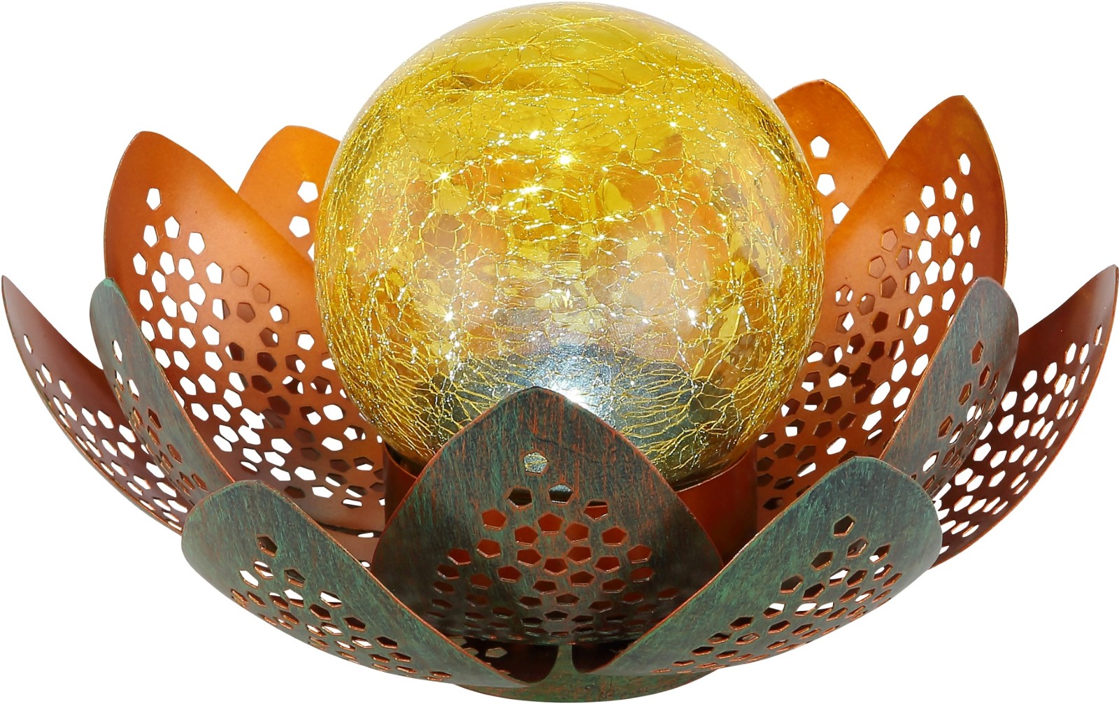 Solarleuchte - grün-gold - Glas - Metall