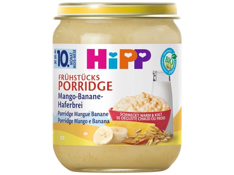 HIPP Bio Porridge Mango-Banane-Haferbrei 160 g Frühstücks-Porridge für Kinder