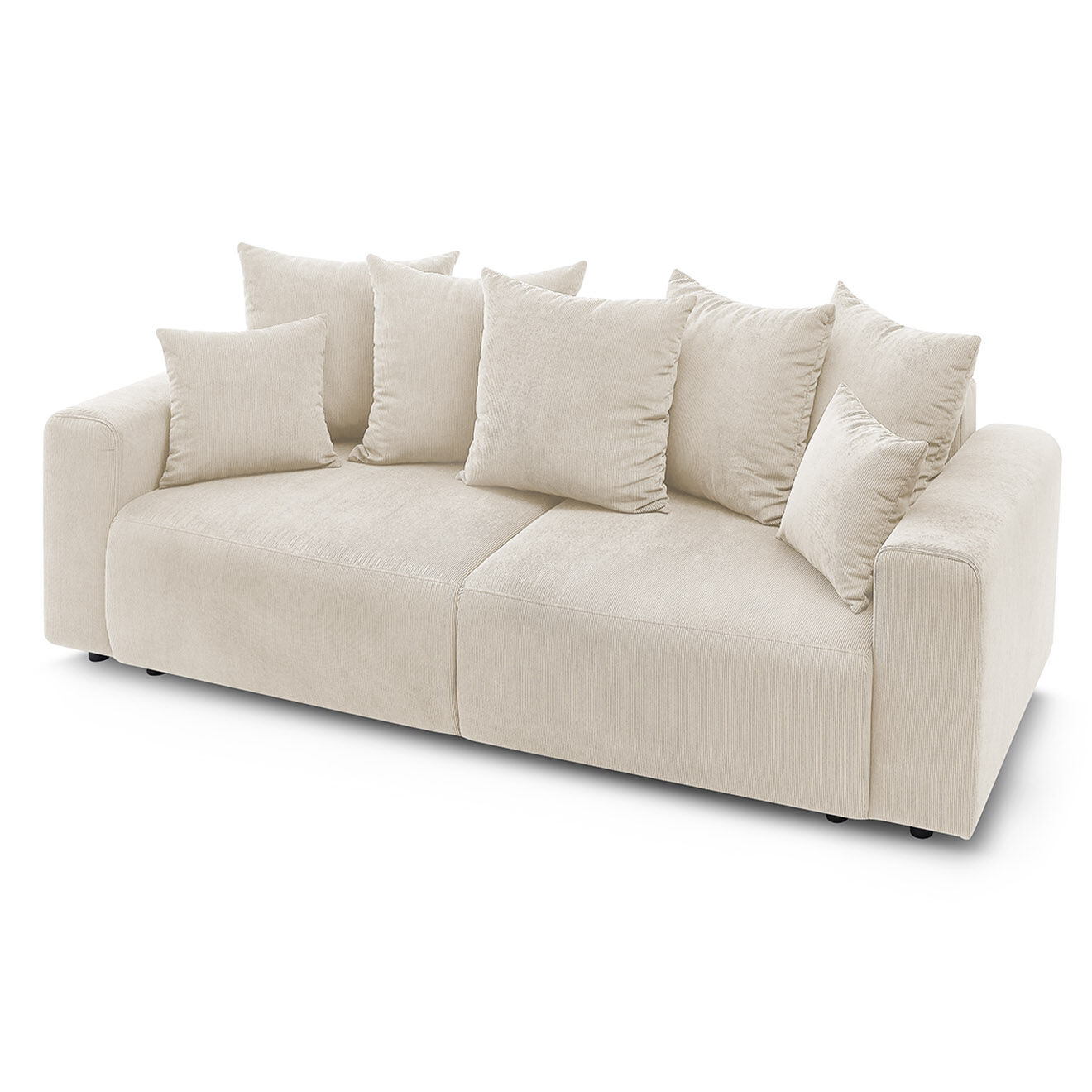 Bobochic Canapé droit fixe 3 places envy velours côtelé beige - 240x100x95 cm