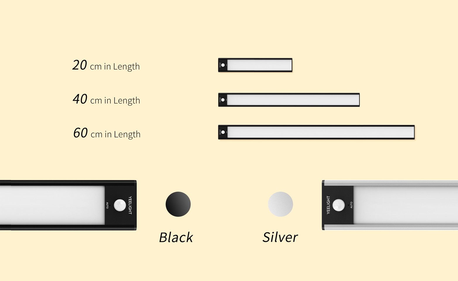 Yeelight - Bevægelsessensor Skabslampe 20cm (Sort 2700K)