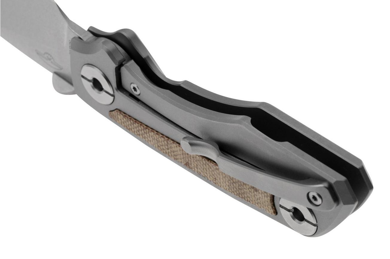 Real Steel Delta 2600, 7101N, Stonewashed S35VN, Titanium Natural Micarta Inlay, zakmes