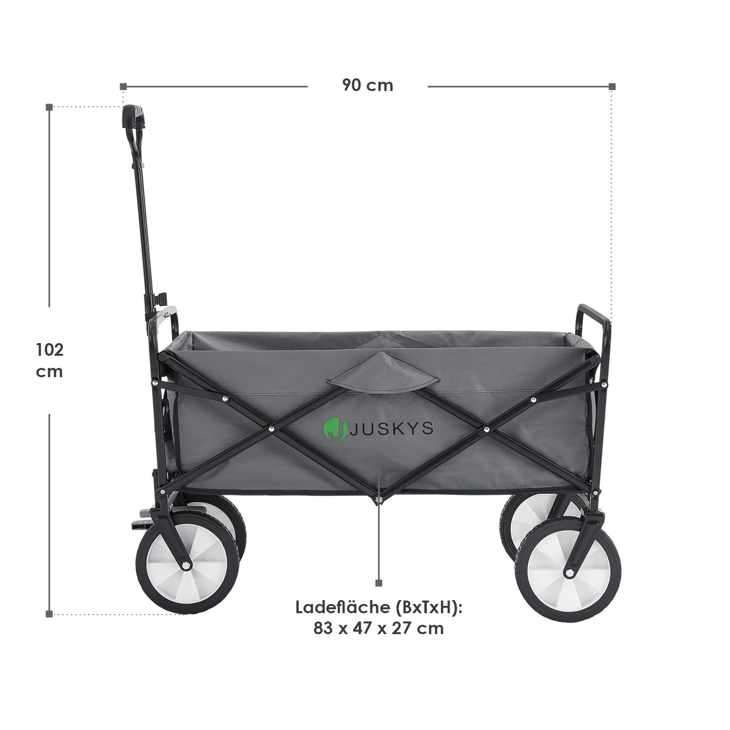 Juskys Bollerwagen 100 kg Tragkraft - Transportwagen faltbar - Einkaufen & Camping - Dunkelgrau