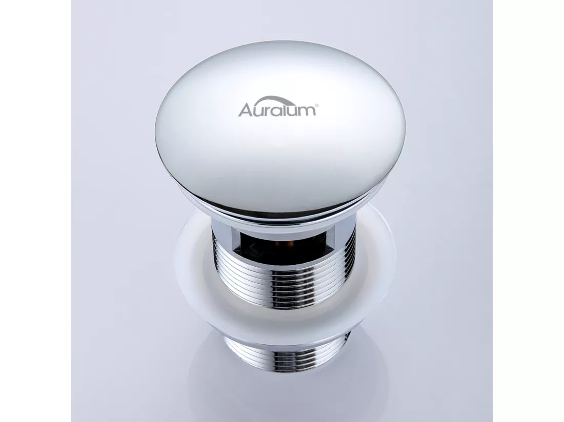 AuraLum Max Bonde de Lavabo avec Trop Plein, Bonde de Vidange Lavabo, Bonde de Lavabo Pop Up, Bonde de Lavabo Universelle, Chromé,EU Modèle